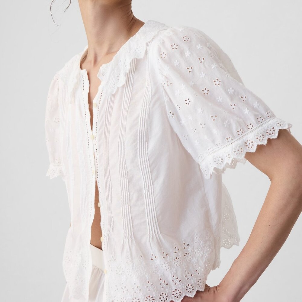 Gap x Doen Cropped Eyelet Top, size S, new without tags